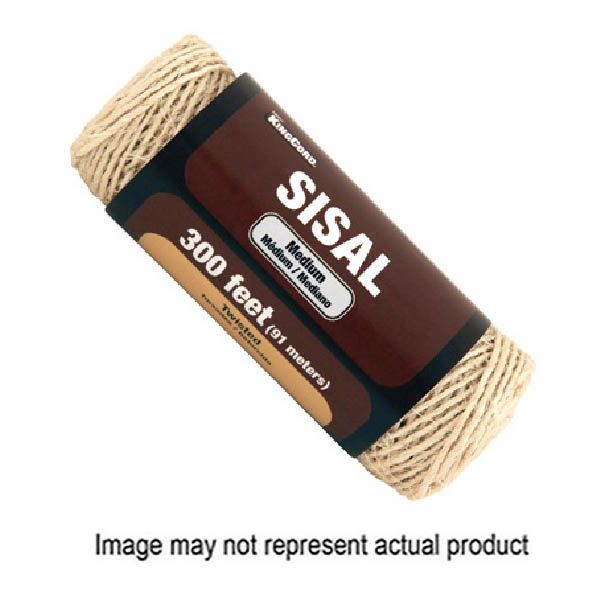 644431TV Rope, 3/8 in Dia, 365 ft L, #12, 100 lb Working Load, Sisal, Natural