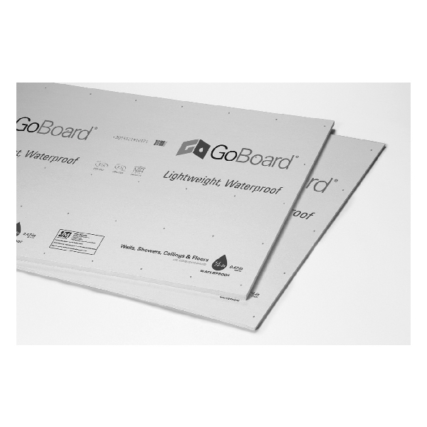 90017266 GoBoard Backer Board, 5 ft L, 3 ft W, 0.26 in Thick, Polyisocyanurate, Sealant Installation