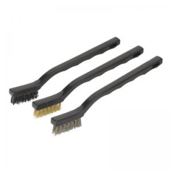 46660 Wire Brush, Brass/Nylon/Stainless Steel Bristle, Assorted Bristle, Polypropylene Handle, 7 in L Handle