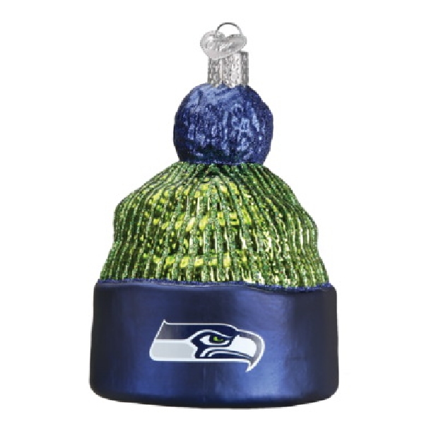 Old World Christmas 72914 Seattle Seahawks Beanie Ornament, 4-1/2 in H, Glass - 2