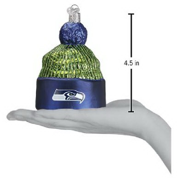 Old World Christmas 72914 Seattle Seahawks Beanie Ornament, 4-1/2 in H, Glass - 3