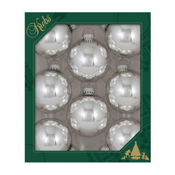 Krebs CBK70121 Christmas Ball Ornament with Silver Crown Cap, Glass, Bright Silver