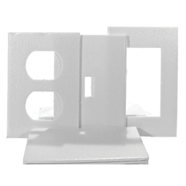 Frost King OS12H Socket Sealer, 4 in L, 2-1/2 in W, 0.18 in Thick, Plastic Foam, White