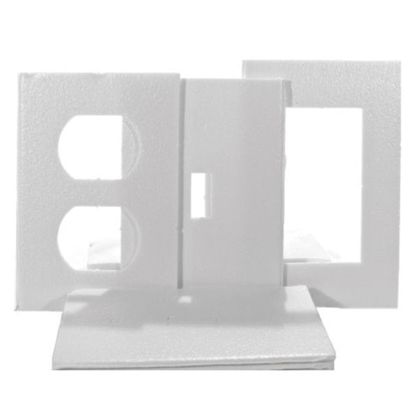 Frost King OS12H Socket Sealer, 4 in L, 2-1/2 in W, 0.18 in Thick, Plastic Foam, White
