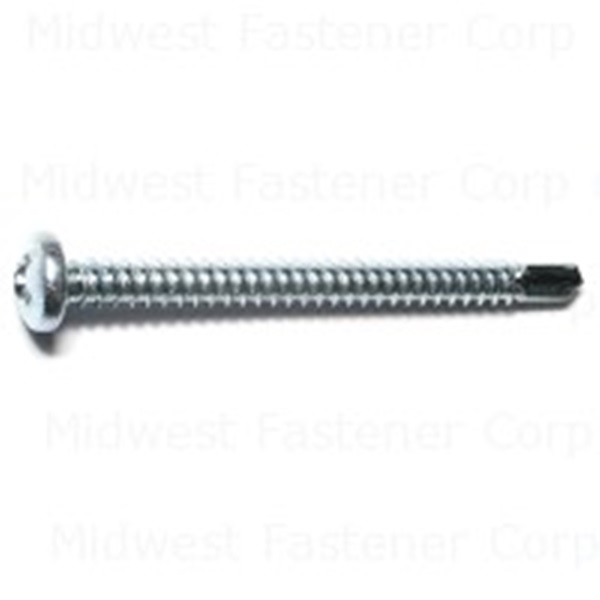 Midwest Fastener 24220 Screw, #12 Thread, 2-1/2 in L, Pan Head, Phillips Drive, Self-Drilling Point, Steel, Zinc, 5 PK - 1
