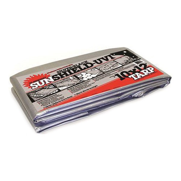 DeWitt SunShield S12X20-P Tarp, 20 ft L, 12 ft W, 11 to 12 mil Thick, Fabric, Black/Silver