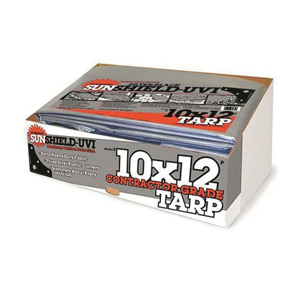 DeWitt SunShield S12X20-P Tarp, 20 ft L, 12 ft W, 11 to 12 mil Thick, Fabric, Black/Silver