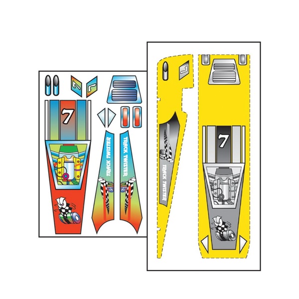 PineCar P475 Track Twister Template and Stick-On Decal