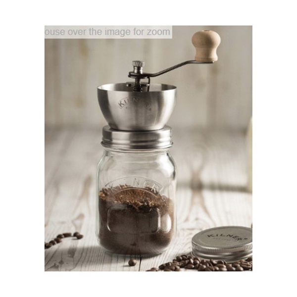 Kilner 0025.785 Coffee Grinder, 0.5 L Ground Container, Glass/Stainless Steel, Clear - 2