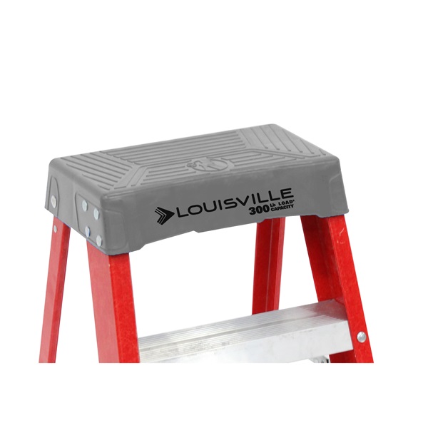 Louisville FS1500 Series FS1502 Step Stool, 2-Step, 300 lb, 3 in D Step, Fiberglass, Orange/Silver - 2