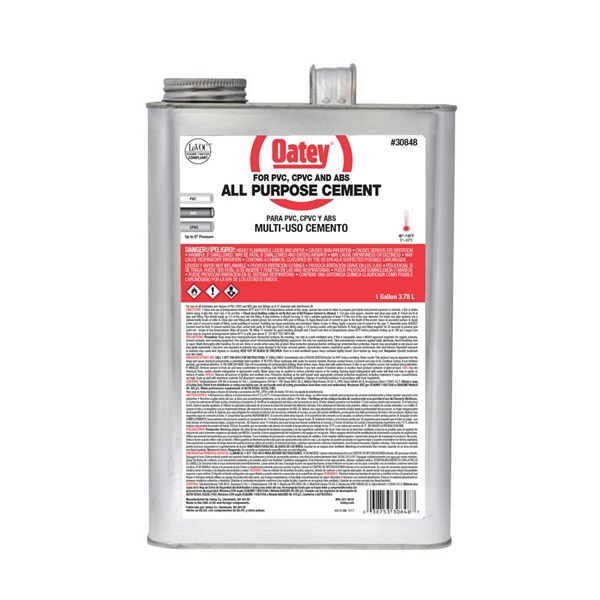 30848 Solvent Cement, 1 gal, Liquid, Clear/Milky