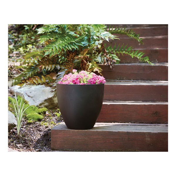 Southern Patio HDR-012320 Planter, 7-1/2 in H, 9-1/4 in W, 9-1/4 in D, Egg, Resin, Coffee