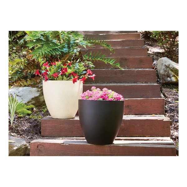 Southern Patio HDR-012320 Planter, 7-1/2 in H, 9-1/4 in W, 9-1/4 in D, Egg, Resin, Coffee
