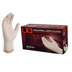 LX3 Series LX344100 Non-Sterile Disposable Gloves, M, Latex, Powder-Free, Ivory, 9-1/2 in L