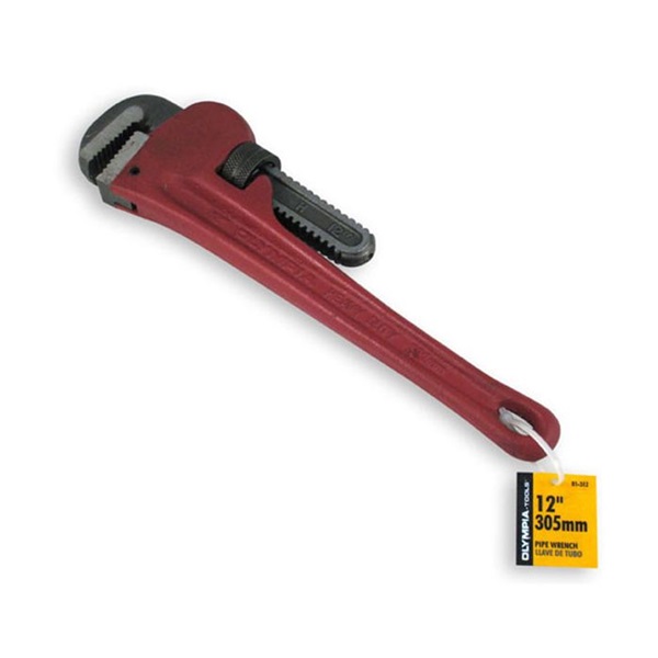 Olympia Tools 01-312 Pipe Wrench, 12 in L, Cast Iron/Steel, Enamel