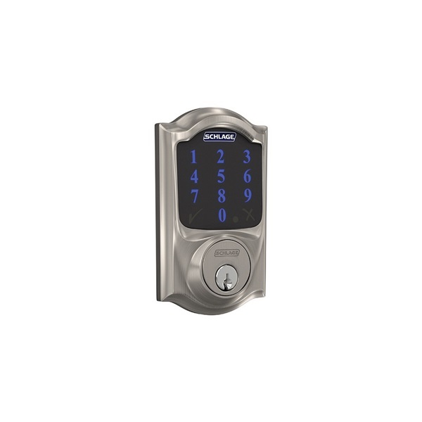 Connect Series BE469ZP V CAM 619 Electronic Deadbolt, Satin Nickel, Residential, 1 Grade, Metal, Keypad Included