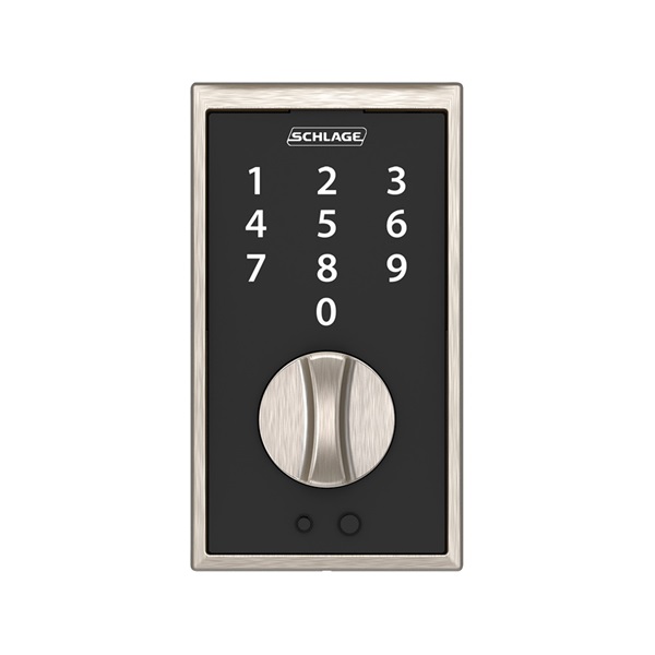 Electronic Deadbolt, Schlage, Century Design, Satin Nickel, Commercial, Residential, 2 Grade - 2