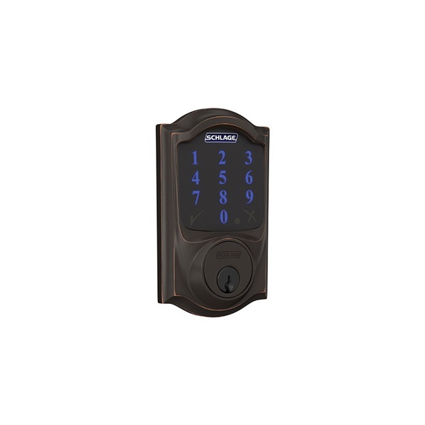 Connect Series BE469ZPVCAM716 Electronic Deadbolt, Aged Bronze, Residential, 1 Grade, Metal, Keypad Included