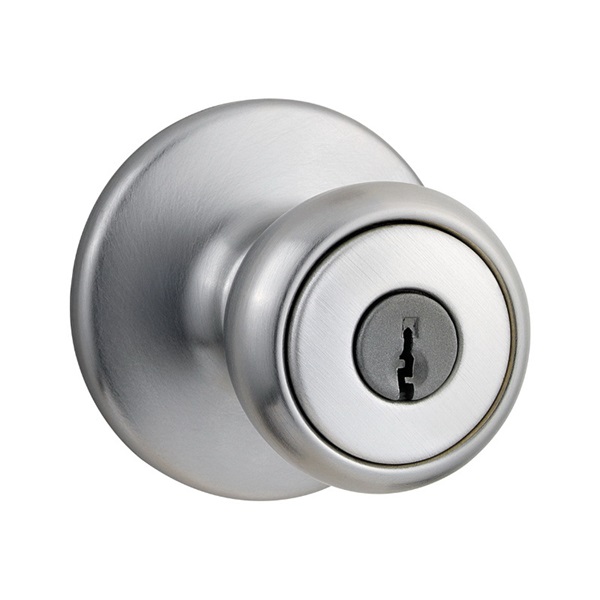 400T 26D 6AL RCS Entry Knob, Bell, Tylo, Satin Chrome, Zinc, KW1 Keyway, Residential, 3 Grade, Reversible Hand