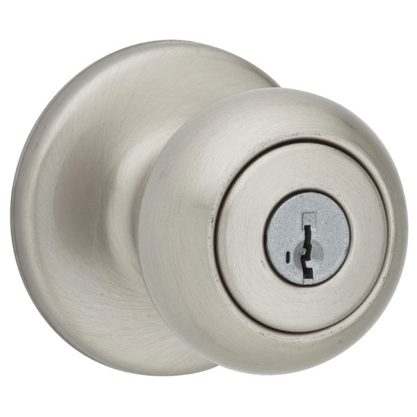 400CV 15 6AL RCS K3 V1 Entry Knob, Cove, Round, 2-1/2 in L x 2-5/8 in W x 2-5/8 in H Dimensions, Satin Nickel