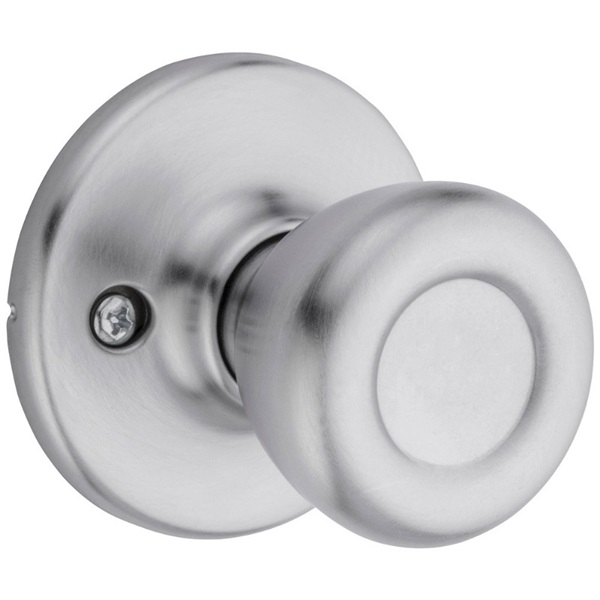 Kwikset 200T 26D Passage Knob, Bell, Tylo, 2-19/32 in L x 2-5/8 in W x 2-5/8 in H Dimensions, Zinc, Satin Chrome - 2