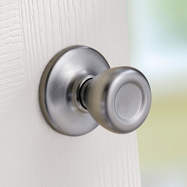 Kwikset 200T 26D Passage Knob, Bell, Tylo, 2-19/32 in L x 2-5/8 in W x 2-5/8 in H Dimensions, Zinc, Satin Chrome - 3