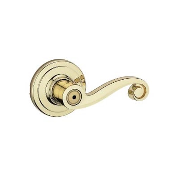 Kwikset Signature Series 730LL 3 Privacy Lever, Thumbturn Lock, Polished Brass, Zinc, 1-29/32 in Projection