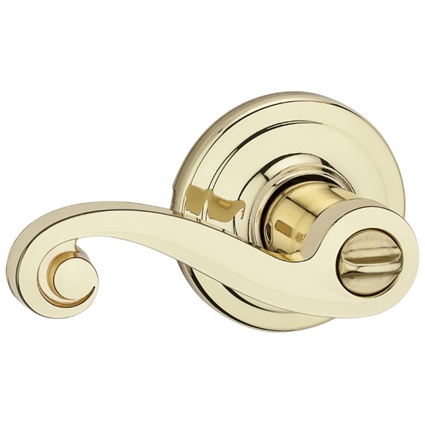 Kwikset Signature Series 730LL 3 Privacy Lever, Thumbturn Lock, Polished Brass, Zinc, 1-29/32 in Projection