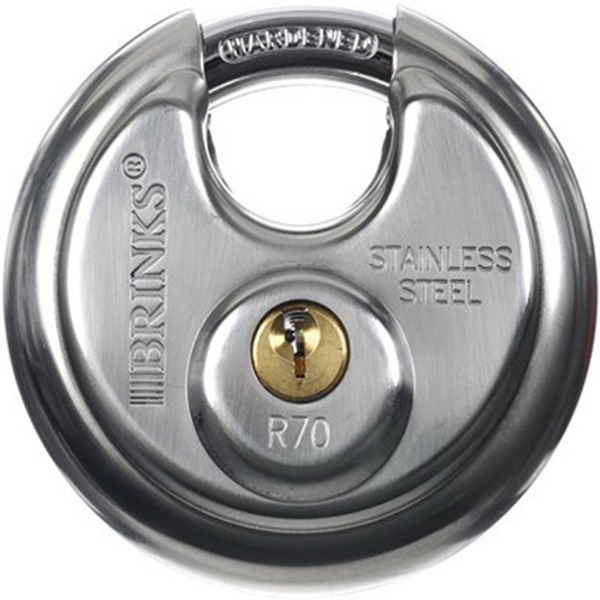 173-70201 Discus Padlock, Alike Key, 3/8 in Dia Shackle, Stainless Steel Shackle, Stainless Steel Body