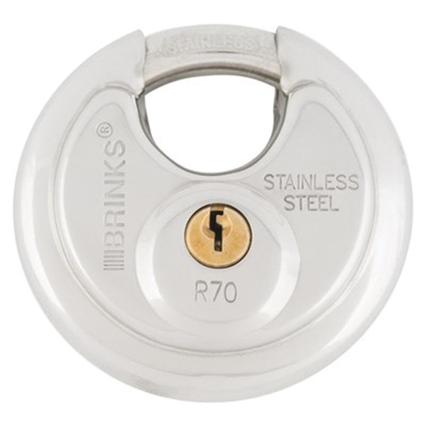 173-70001 Discus Padlock, Alike Key, 3/8 in Dia Shackle, Stainless Steel Shackle, Stainless Steel Body