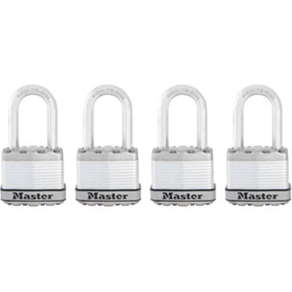 Master Lock Magnum Series M1XQLFHC Laminated Padlock, 1-3/4 in W Body, Octagonal Shackle, 5/16 in Dia Shackle, Silver