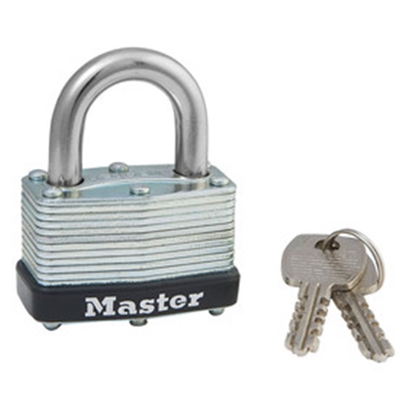 500D Laminated Padlock, Different Key, 9/32 in Dia Shackle, Steel Shackle, Steel Body, 1-3/4 in W Body