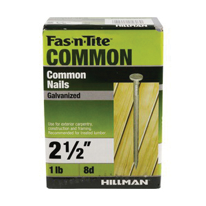 Common Nails, Fas-N-Tite, Hot Dipped, Galvanized, 2-1/2 in, 1 lb, - 2