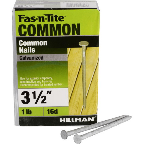 Fas-n-Tite 461287 Nail, 16D, 3-1/2 in L, Steel, Galvanized, Flat Head, Smooth Shank, Silver, 1 lb