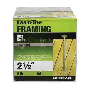 Box Nails, Fas-N-Tite, Hot Dipped, Galvanized, 2-1/2 in, 5 lb, - 5
