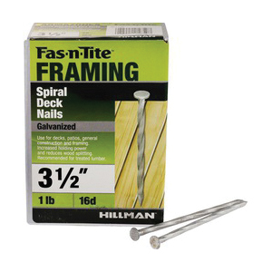 Spiral Deck Nails, Fas-N-Tite, Hot Dipped, Galvanized, 3-1/2 in, 1 lb, - 2