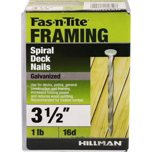 Spiral Deck Nails, Fas-N-Tite, Hot Dipped, Galvanized, 3-1/2 in, 1 lb, - 5