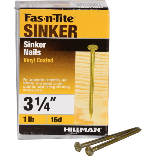Sinker Nails, Fas-N-Tite, Vinyl Coated, 3-1/4 in, 1 lb, - 5