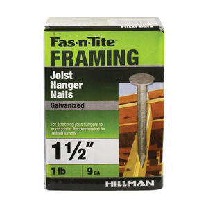Fas-n-Tite 461485 Joist Hanger Nail, 4D Penny, 1-1/2 in L, Flat Head, 9 ga Gauge, Steel, Hot-Dipped Galvanized