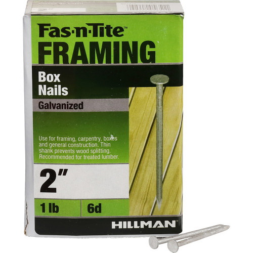 Fas-n-Tite 461316 Nail, 6D, 2 in L, Steel, Galvanized, Flat Head, Smooth, Thin Shank, Silver, 1 lb