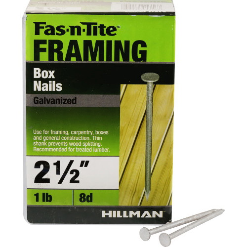 Box Nails, Fas-N-Tite, Hot Dipped, Galvanized, 2-1/2 in, 1 lb, - 5