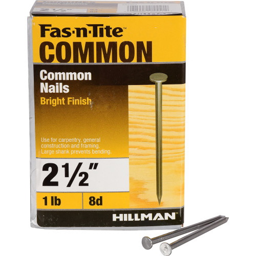 Common Nails, Fas-N-Tite, Bright, 2-1/2 in, 1 lb, - 5