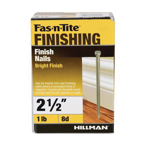 Fas-n-Tite 461373 Nail, 8D, 2-1/2 in L, Steel, Bright, Countersunk Head, Smooth Shank, 1 lb
