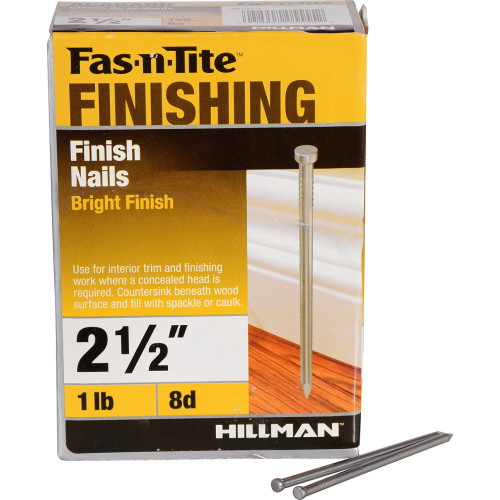 Fas-n-Tite 461373 Nail, 8D, 2-1/2 in L, Steel, Bright, Countersunk Head, Smooth Shank, 1 lb