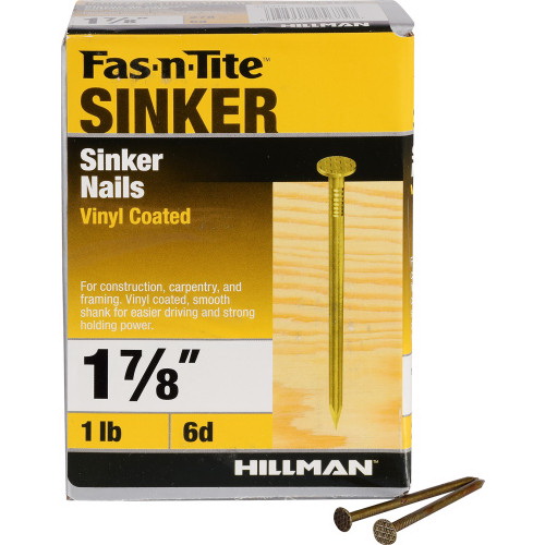 Fas-n-Tite 461412 Nail, 6D, 1-7/8 in L, Steel, Vinyl-Coated, Flat Head, Smooth Shank, Gold, 1 lb