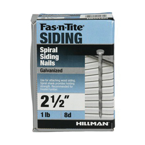 Hillman 461437 Siding Nail, 8d, 2-1/2 in L, Steel, Galvanized, Flat Head, Spiral Shank, 1 lb