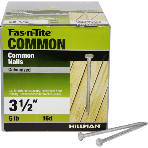 Fas-n-Tite 461288 Nail, 16D, 3-1/2 in L, Steel, Galvanized, Flat Head, Smooth Shank, Silver, 5 lb