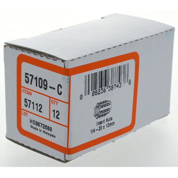 Screw-In Insert Nut, Hillman, Hex-Drive, Flanged 1/4 in x 20 0.512 in Type-D - 2