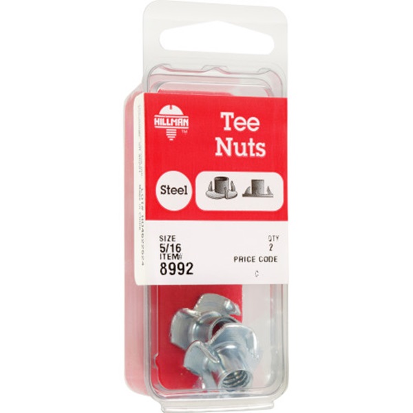 Pronged Tee Nut, Hillman, 5/16 in x 18, 2 pk - 4
