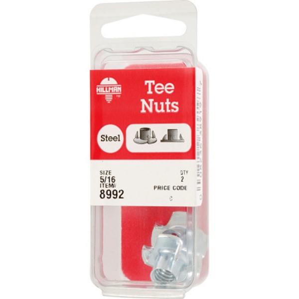 Pronged Tee Nut, Hillman, 5/16 in x 18, 2 pk - 5